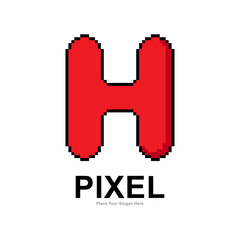 Letter H pixel digital vector logo template. Suitable for business, technology, initial name, card, poster, and futuristic symbol