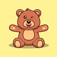 Cute blinking bear cartoon vector icon illustration. Animal icon concept isolated vector. Flat cartoon style