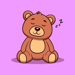 Cute bear sleeping cartoon vector icon illustration. Animal icon concept isolated vector. Flat cartoon style