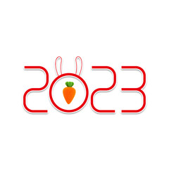 2023 Rabbit Lunar year symbol,Chinese Zodiac of Rabbit Year.