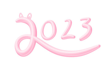 2023 Rabbit Lunar year symbol,Chinese Zodiac of Rabbit Year.