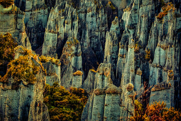 The Putangirua Pinnacles which are a geological formation that consist of a large number of huge...