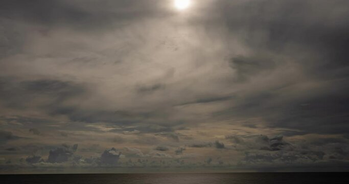 Timelapse footage of Dark clouds over sea Nature background