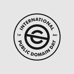 black and white international public domain day logo concept vector stock