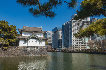 東京 江戸城 巽櫓とビル群