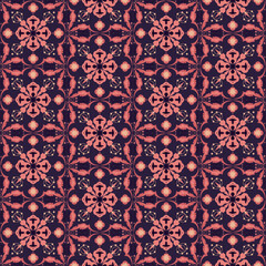 Fototapeta premium Floral Seamless Pattern Background Garden Nature Damask Aboriginal Ornament Art