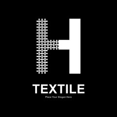 Obraz premium Letter H textile pattern and sewing logo vector template. Suitable for business, textile fabric, initial name, fashion, and knitting