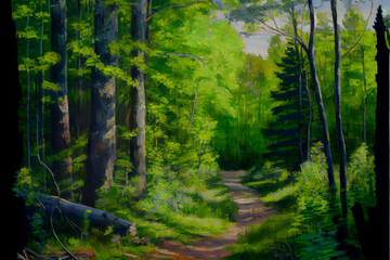 Oil painting of the back woods countryside