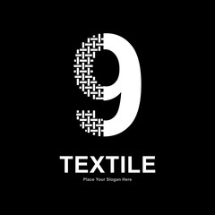 Number 9 textile pattern and sewing logo vector template. Suitable for business, textile fabric, initial name, fashion, and knitting