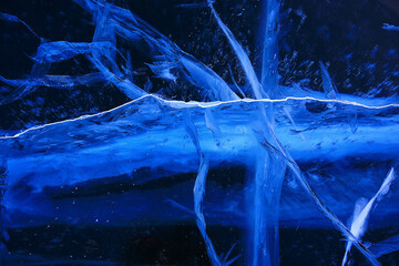 ice texture cracks baikal, abstract background winter ice transparent blue