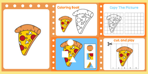 worksheets pack for kids with pizza. fun learning for children