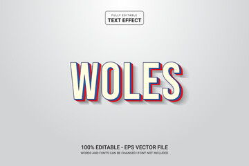 Editable text effect Woles 3d cartoon template stlye modren premium vector