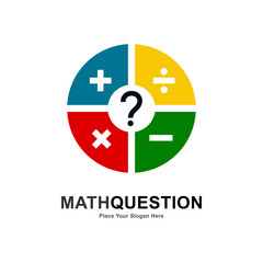 Mathematic question vector logo template. Suitable for business, education, quiz and math symbol.