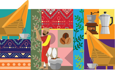 Coffee shop wall Illustrator