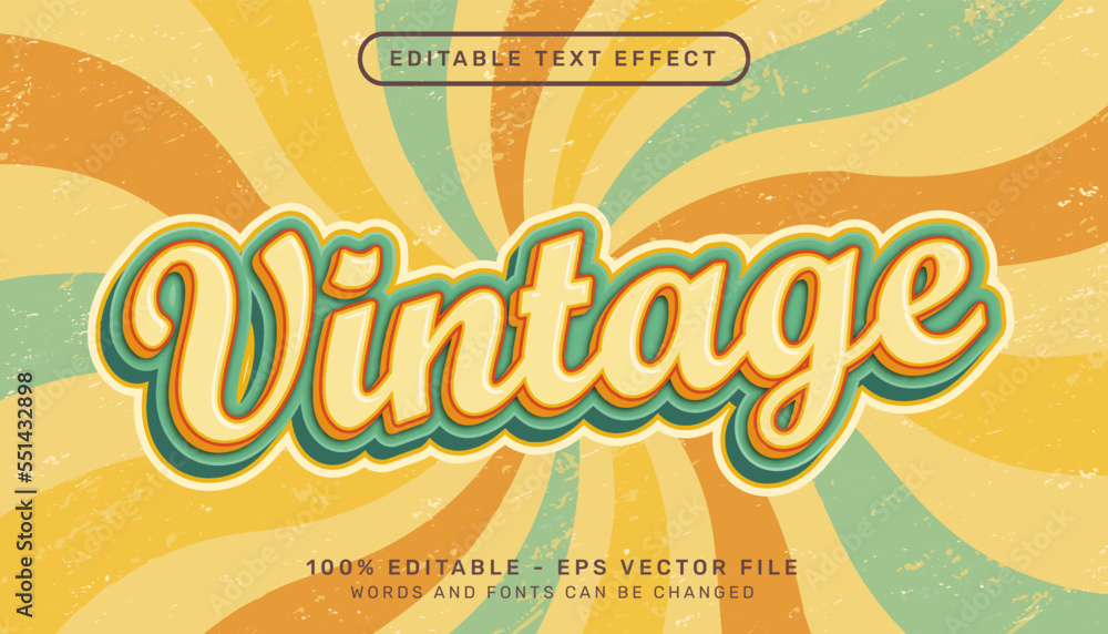 Poster vintage retro color 3d text editable text effect