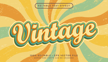 vintage retro color 3d text editable text effect	