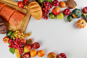 Background of fruits and vegetables from the harvest.