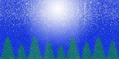 Christmas night with snow falling