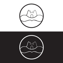 Circle two cat animal logo design . icon logo . silhouette logo 
