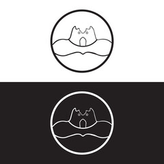 Circle two cat animal logo design . icon logo . silhouette logo 