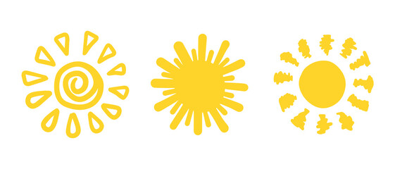 set of doodle sun.Design elements. vector illustration.
