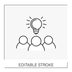  Strategy line icon. Aspirations on workers. Ideas. Lightbulb. Business concept. Isolated vector illustration. Editable stroke