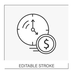  Clock line icon. Time to make money. Business concept. Isolated vector illustration. Editable stroke