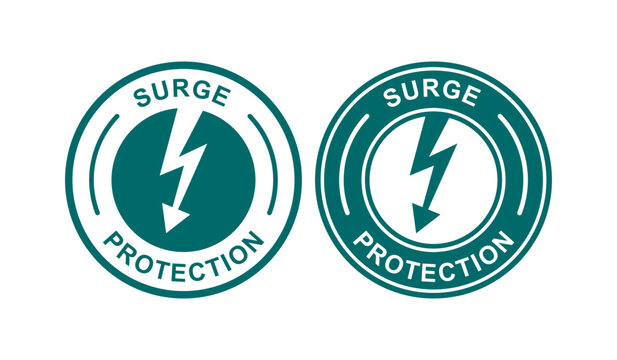 Surge protection badge logo template. Suitable for product label and information