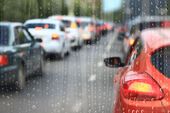 water drops window rain car traffic night, November weather
