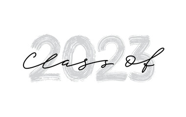 Class of 2023. Hand drawn brush lettering Graduation logo. Template for graduation design, party, high school or college graduate, class of 2023 yearbook. Modern calligraphy. Vector illustration.