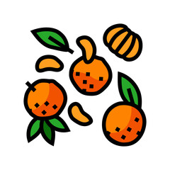 slice tangerine clementine peeled color icon vector. slice tangerine clementine peeled sign. isolated symbol illustration