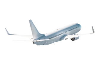 Passenger airliner flying isolated on transparent background