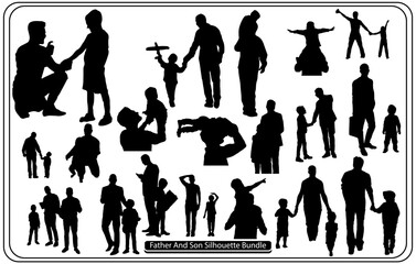 father and son silhouette vector