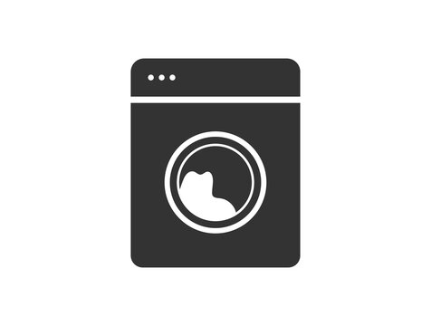 Simple washing machine line icon. Stroke pictogram. Vector illustration isolated on a white background. Premium quality symbol.