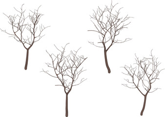 Fototapeta na wymiar set of silhouettes of trees outline sketch vector design without leaves