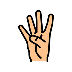 four number hand gesture color icon vector. four number hand gesture sign. isolated symbol illustration