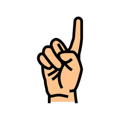 one number hand gesture color icon vector. one number hand gesture sign. isolated symbol illustration