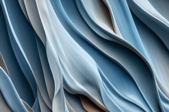  A Close Up Of A Blue And White Fabric With Wavy Lines On It's Surface.