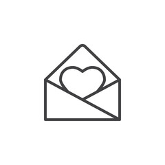 Envelope with heart line icon
