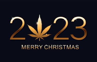 New Year 2023 and Merry Christmas greeting card vector illustration. Merry Christmas 2023.