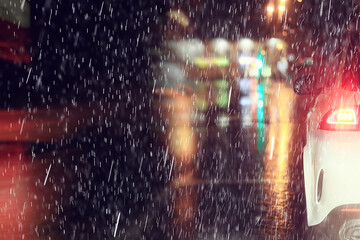 weather rain city transport night, spray wet background