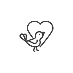 Bird and heart line icon