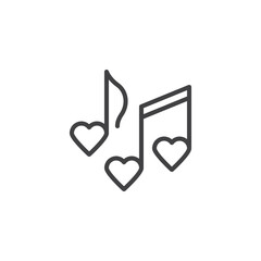 Heart music note line icon