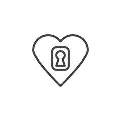 Heart with key hole line icon