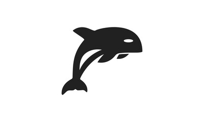 orca flat design logo icon colorful cute sea animals. Vector flat illustration.
