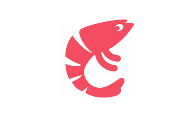 prawn flat design logo icon colorful cute sea animals. Vector flat illustration.