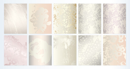 Elegant Floral Background Set. Light Texture Collection with Flowers for Wedding Invitations, Cards