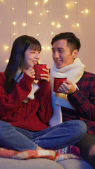 couple enjoy hot drink