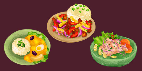 typical peruvian meals illustration