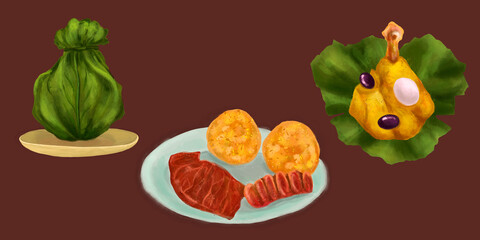 juane tacacho con cecina peruvian food illustration